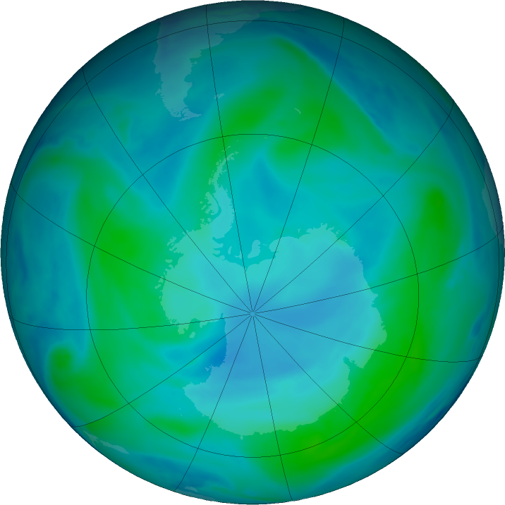 Antarctic ozone map for 27 January 2022